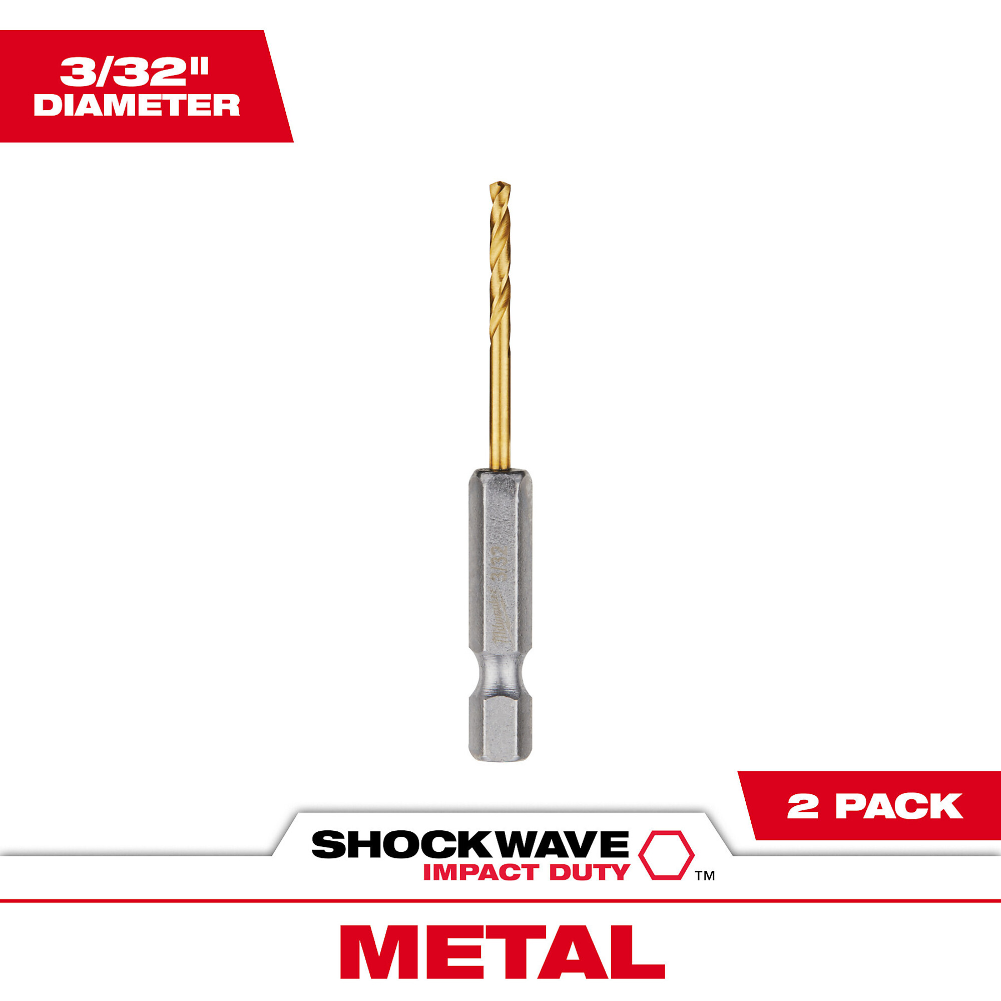 Milwaukee Shockwave Impact Duty Titanium Drill Bit, 3/32in. Dia., Model# 48-89-4603